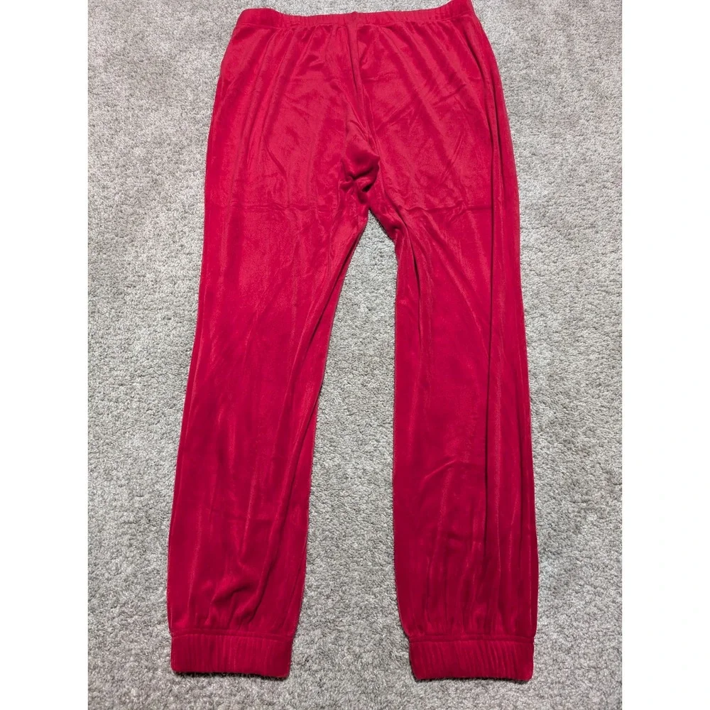 Juicy Couture Velour Tracksuit Set Red Rhinestone Crewneck Sweatshirt Pants‎ L - Picture 13 of 14
